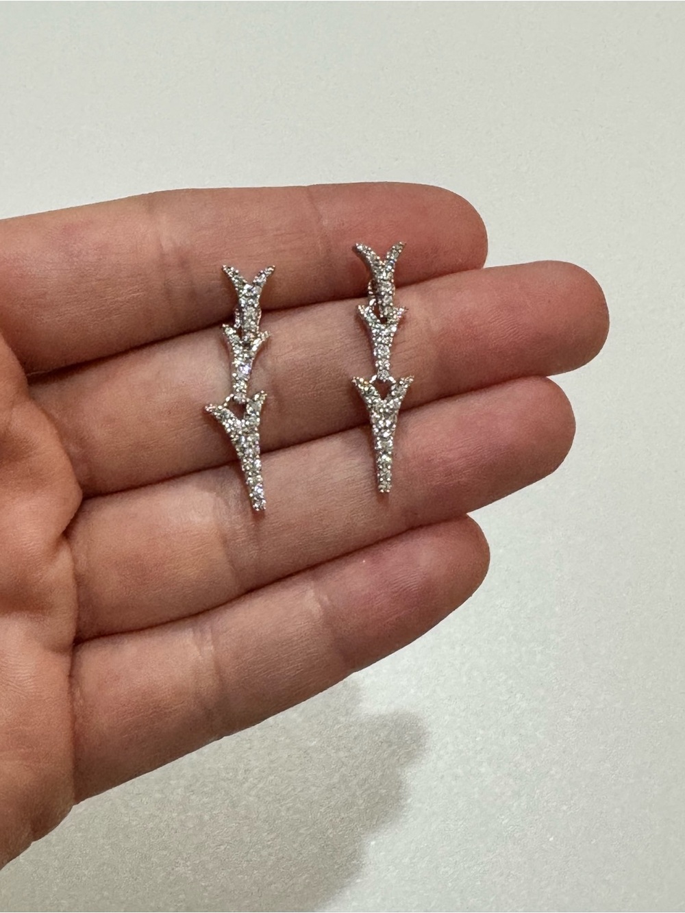 APM Monaco Convertible Silver Crystal Triple-Teardrop Drop Earrings